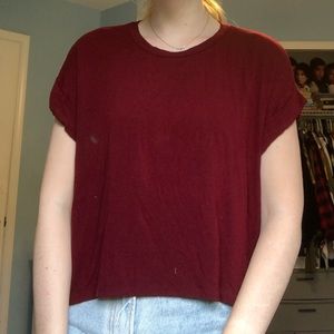 Brandy Melville Burgundy Short Sleeve Top